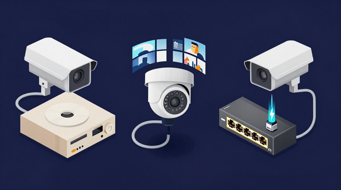 กล้องวงจรปิด 3 ประเภท: อนาล็อก HD-over-Coax และ IP